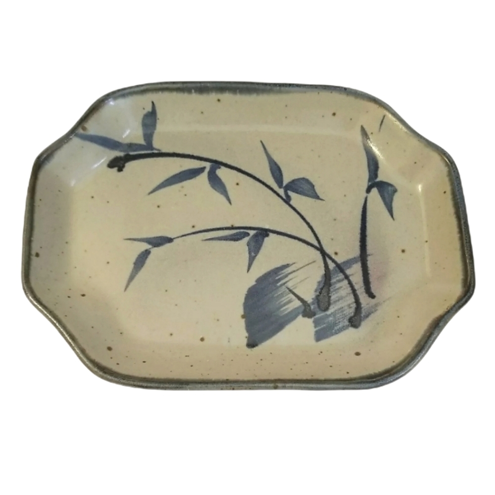 Robin Cage Studio Art Pottery Small Tray Trinket Dish Bamboo